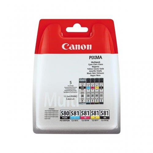 PGI-580/CLI581 MULTIPACK 5 cartucce PGI-580BK nero 11,2ml CLI-581 nero-ciano-magenta-giallo 5,6ml