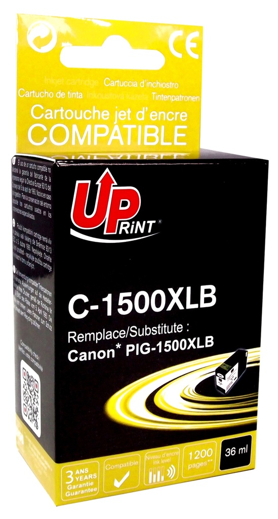 C-1500XLB per CANON PGI-1500 cartuccia inchiostro nero 36ml