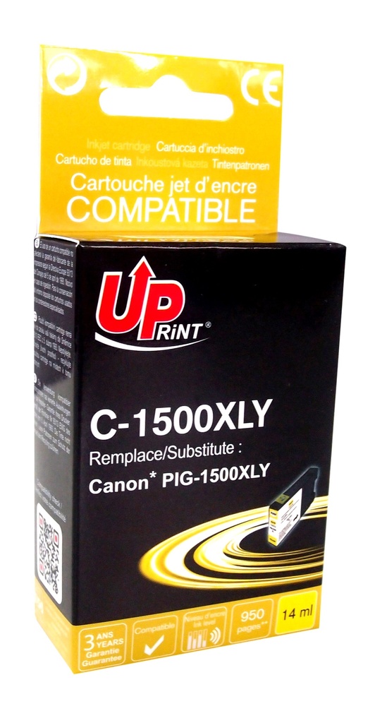 C-1500XLY per CANON PGI-1500 cartuccia inchiostro giallo 14ml