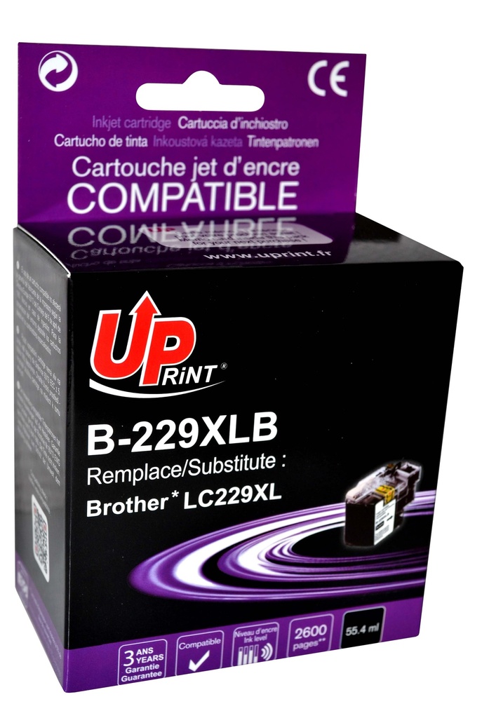 B-229XLB Per BROTHER LC-229XLBK Cartuccia Inchistro nero 61ml