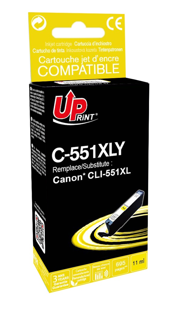 C-551XLY per CANON CLI-551Y XL Cartuccia inchiostro giallo 15 ml