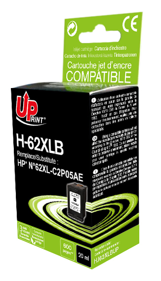 H-62XLB per HP N.62XL Cartuccia inchiostro nero 20ml