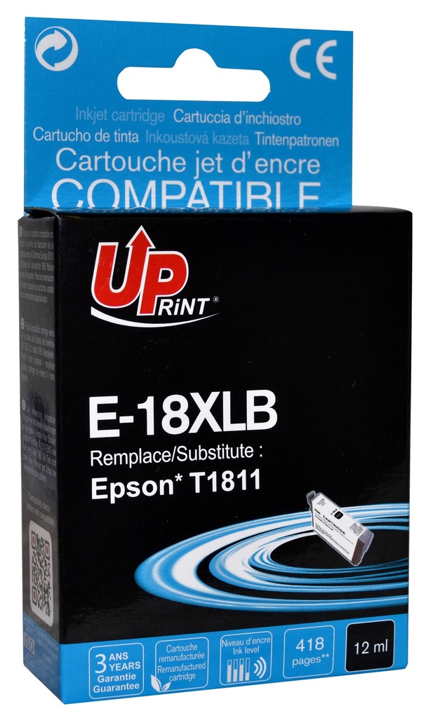 E-18XLB per EPSON T1801 T1811 Cartuccia inchiostro nero 15 ml