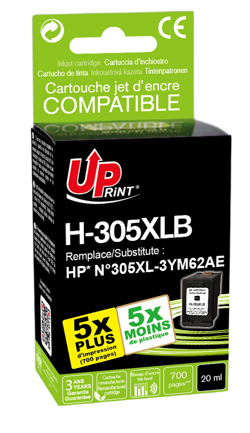 H-305XLB per HP N305XL Nero cartuccia inchiostro  18ml  650pg (NON COMPATIBILI CON LE VERSIONI E)