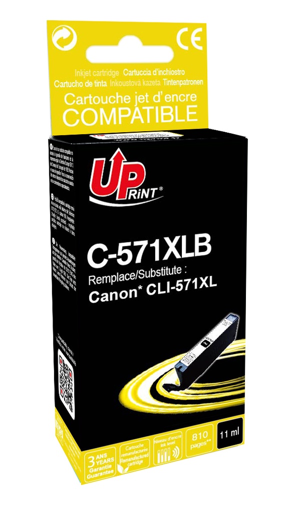 C-571XLB per CANON CLI-571bk XL nero Cartuccia inchiostro  11ml 810pg