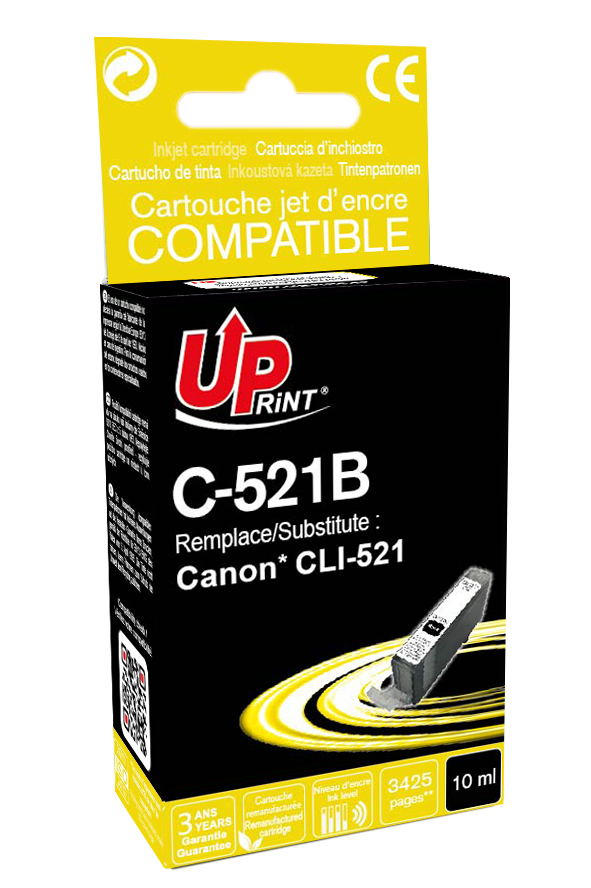 C-521B per CANON CLI-521 BK Cartuccia inchiostro nero 10 ml