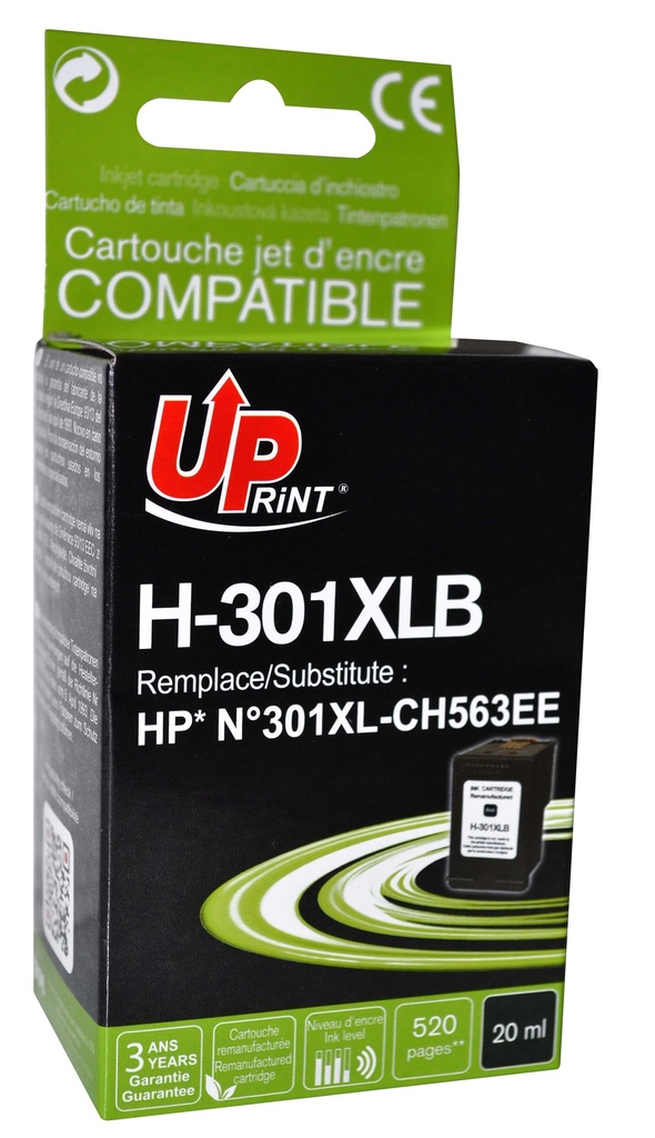 H-301XLB per HP N.301XL Cartuccia inchiostro nero 20 ml