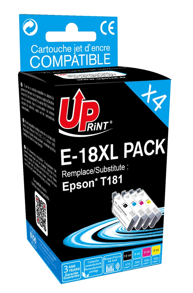 E-18XL Per EPSON T1816 4 cartucce 1 nero-ciano-magenta-giallo