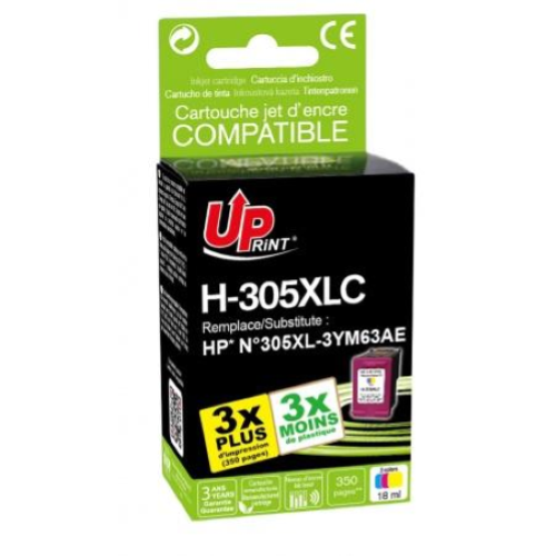 H-305XLCL per HP N305XL Tricromia cartuccia inchiostro  18ml 350pg (NON COMPATIBILI CON LE VERSIONI E)