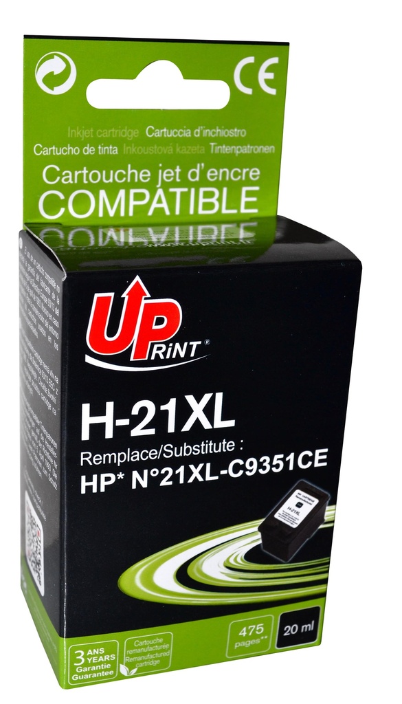 H-21XL per HP N.21XL Cartuccia inchiostro nero 20 ml