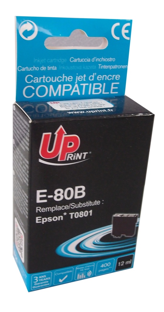 E-80B per EPSON T0801 Cartuccia inchiostro nero 12 ml