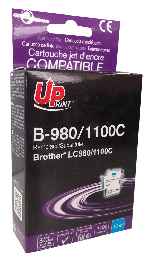 B-980C per BROTHER LC-980 LC-1100 C Cartuccia inchiostro ciano 12 ml