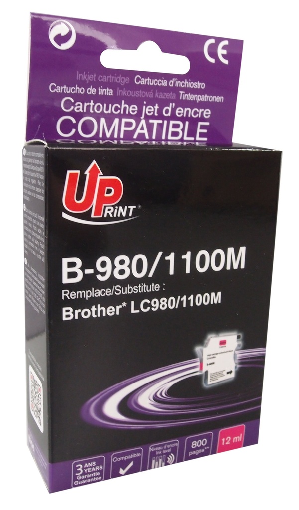 B-980M per BROTHER LC-980 LC-1100 M Cartuccia inchiostro magenta 12 ml
