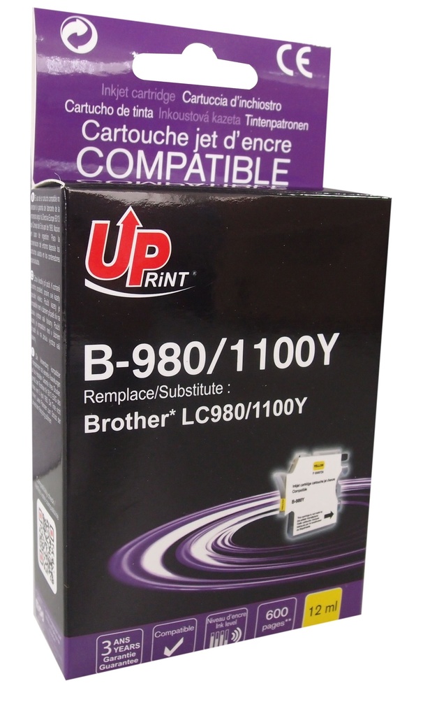 B-980Y per BROTHER LC-980 LC-1100 Y Cartuccia inchiostro giallo 12 ml