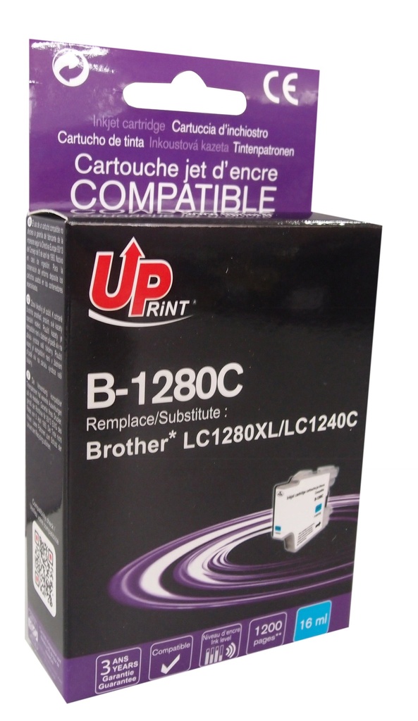 B-1280C per BROTHER LC-1240 LC-1220 LC-1280 C Cartuccia inchiostro ciano 12 ml