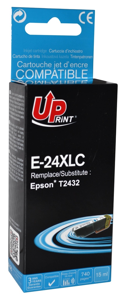 E-24XLC per EPSON T2422 T2432 Cartuccia inchiostro ciano 15 ml