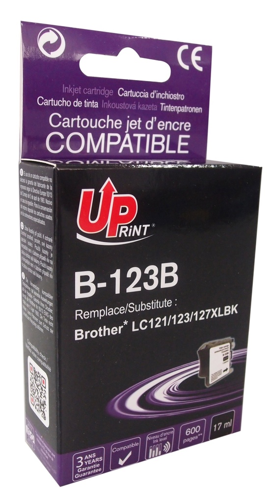 B-123B per BROTHER LC-121 LC-123 BK Cartuccia inchiostro nero 17 ml