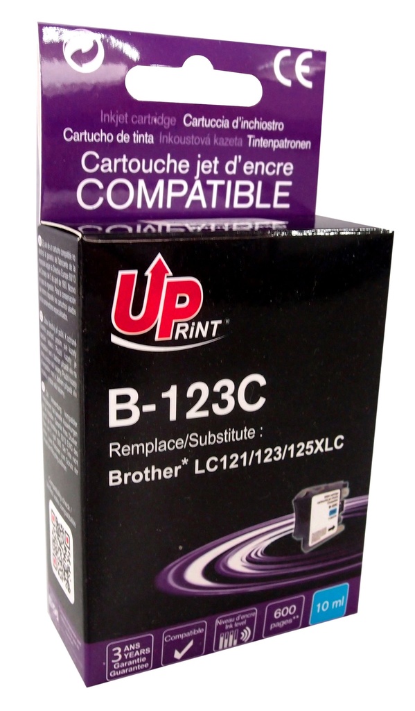 B-123C per BROTHER LC-121 LC-123 C Cartuccia inchiostro ciano 10 ml