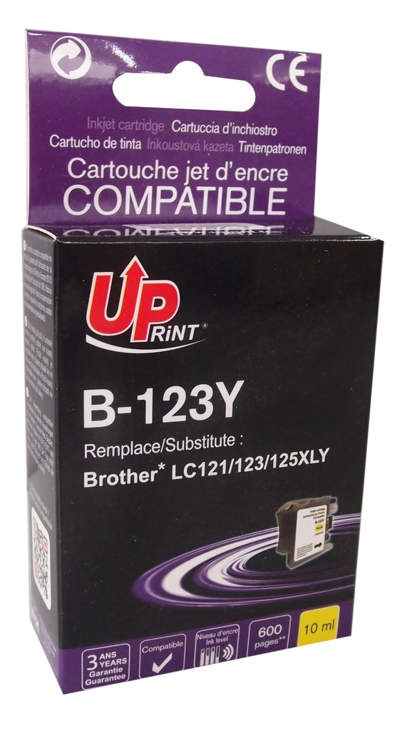 B-123Y per BROTHER LC-121 LC-123 Y Cartuccia inchiostro giallo 10 ml