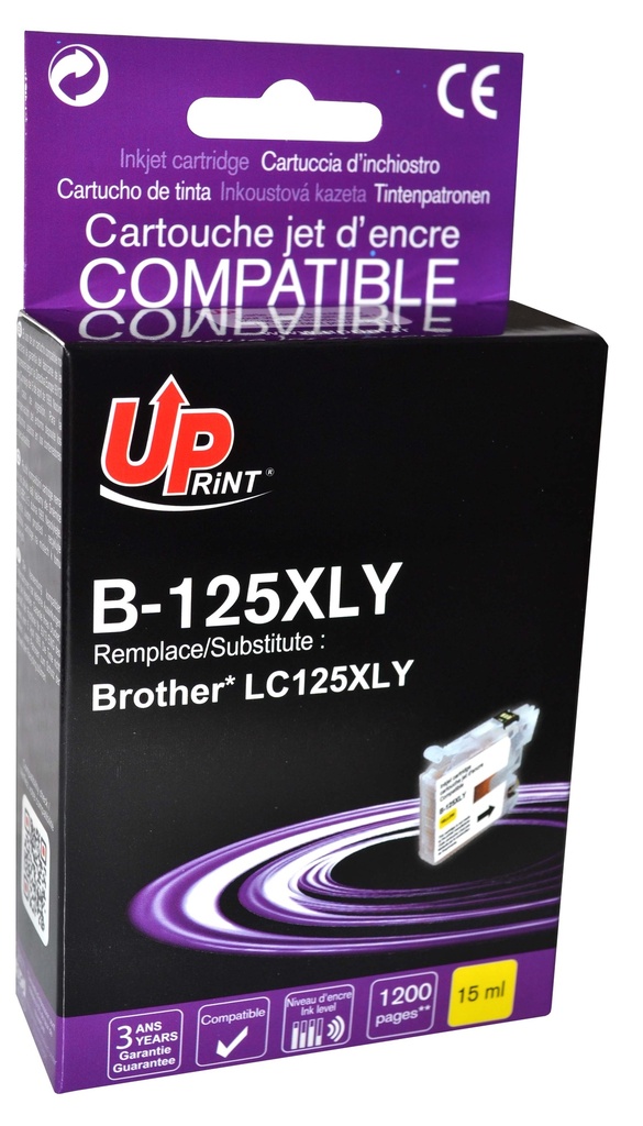 B-125XLY per BROTHER LC-125 Y Cartuccia inchiostro giallo 15 ml