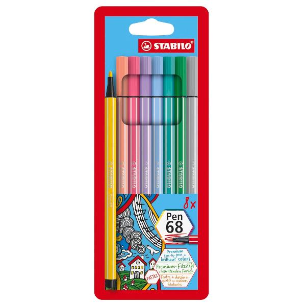 AST8 STABILO PEN 68 PASTEL ASS