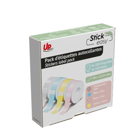 Confezione da 4 rotoli da 180 etichette adesive, colori pastello, per UP21