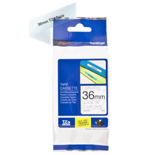 NASTRO TIPO TZ 36MM NERO/TRASPARENT