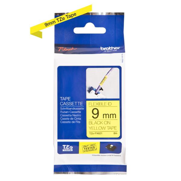 NASTRO TZ 9MM NERO GIALLO FLESS