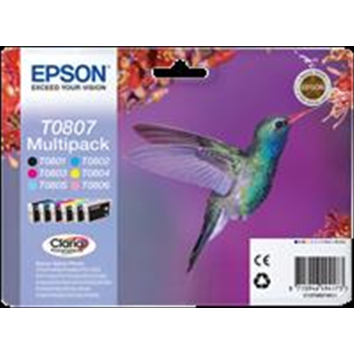 [C13T08074011] T0807 Multipack bk/lc/c/lm/m/y 6 cartucce inchiostro - ATTENZIONE NON SONO PIU COMPATIBILI CON R265 / R360 / RX560