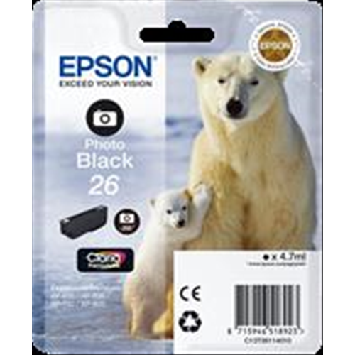 [C13T26114012] T2611 Cartuccia inchiostro nero FOTO 4.7ml, 26 standard