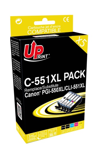[CJ551XLUPRP5] C-550XL/551XL PACK XL per CANON 1x PGI-550XL nero + 1x CLI-551XL nero-ciano-magenta-giallo