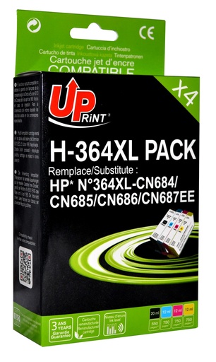 [HJ364XLUPP4] H-364XL PACK Per HP N.364XL Multipack nero-ciano-magenta-giallo