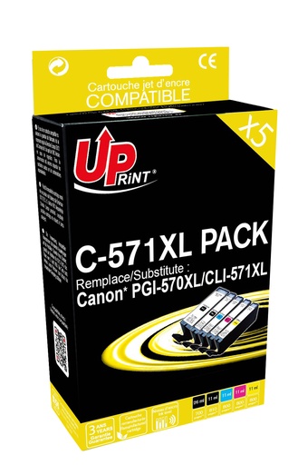 [CJ571XLUPRP5] C-570XL/C-571XL PACK per CANON PGI-570XL/CLI571XL 5 Cartucce inchiostro 570XL nero, 571XL nero-ciano-magenta-giallo