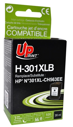 [HJ301XLBUP] H-301XLB per HP N.301XL Cartuccia inchiostro nero 20 ml
