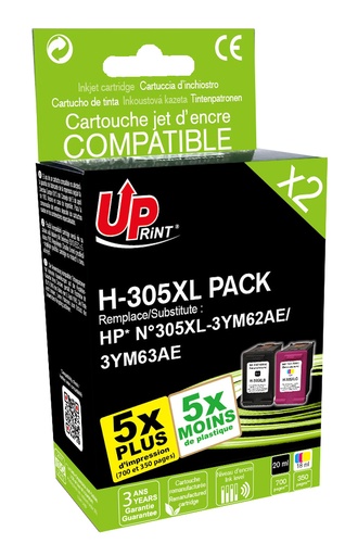 [HJ305XLUPP2] H-305XL PACK per HP N305XL Multipack 2 cartucce nero+tricromia (NON COMPATIBILI CON LE VERSIONI E)