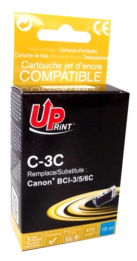 [CJ3CUP] C-3C per CANON BCI-3 BCI-6 C Cartuccia inchiostro ciano 15 ml