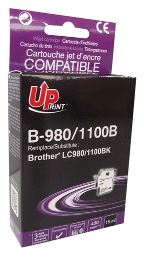 [BJ980BUP] B-980B per BROTHER LC-980 LC-1100 BK Cartuccia inchiostro nero 15 ml