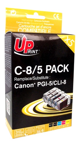 [CJ8UPP5] PROMO SUL DISPONIBILE # C-8/5 PACK per CANON 1x PGI-8 nero + 1x CLI-8 nero-ciano-magenta-giallo