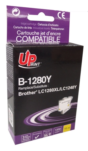 [BJ1280YUP] B-1280Y per BROTHER LC-1240 LC-1220 LC-1280 Y Cartuccia inchiostro giallo 12 ml