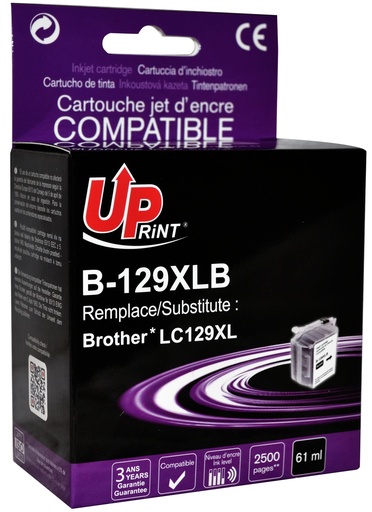 [BJ129XLUP] B-129XLB per BROTHER LC-129XLBK Cartuccia inchiostro nero 58 ml