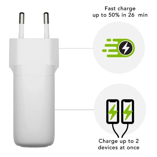 [CH45EUWH7113] WALL CHARGER - 2X USB-C 45W