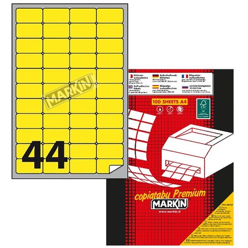 [X210A406F-GI] ETICHETTE A4 FLUO GIALLO 47 5X25MM