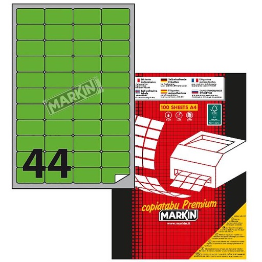 [X210A406F-VE] ETICHETTE A4 FLUO VERDE 47 5X25MM