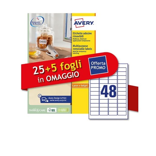 [L4736REV-30P] ETIC. RIMOVIBILI LASER 25PIU5FF OMA