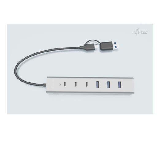 [CAHUBMETAL7] USB-C/USB-A CHARGING METAL HUB 7PO.