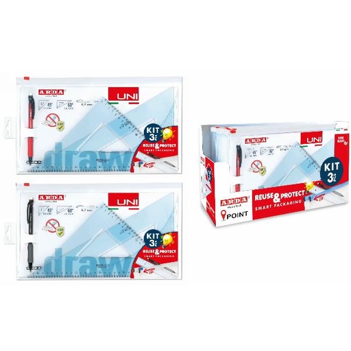 [70330ZIP] COPPIA SQUADRE 45°E60°PORTAMINE 0,7