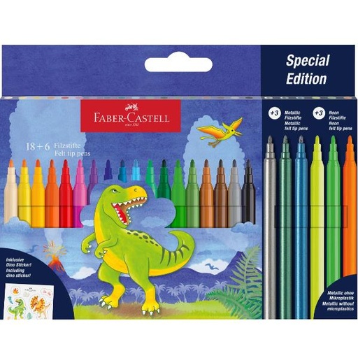 [554222A] CF18+6 PENNARELLI  DINO + STICKERS