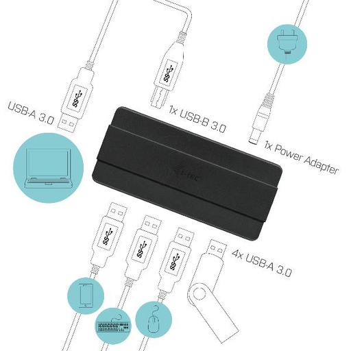 [U3HUB445] USB 3.0 CHARG - 4PORT + POWER ADAPT