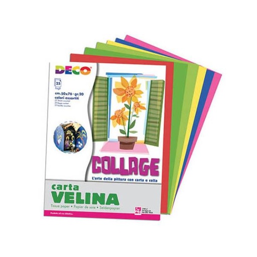 [10732A] CARTA VELINA 50X76CM 25FG COL ASS.