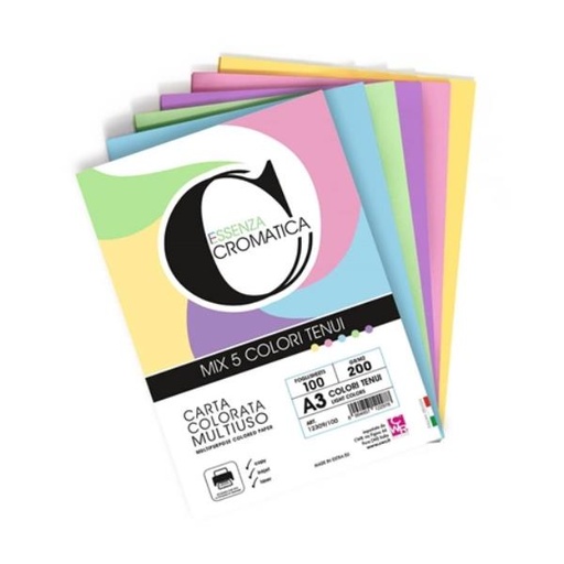 [12309/100] CARTA CROMATICA A3 200G 100FG ASS.